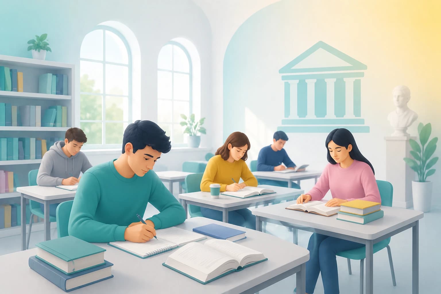 Students studying together in person